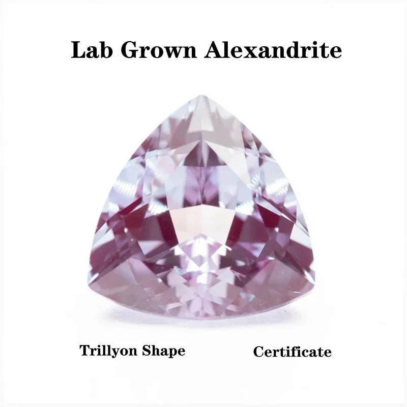 

Выращенный в лаборатории александритовый триллион в форме камень, меняющий цвет, подвески, драгоценный камень, кольцо «сделай сам», ожерелье, серьги, материалы, сертификат