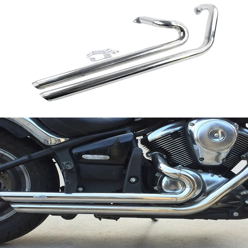 For Kawasaki Vulcan 900 S EN900 VN900 S900 All Years Motorcycle Staggered Slash Cut Exhaust Pipe With Removable Muffler Silencer