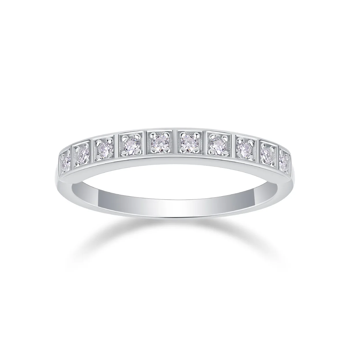 

S925 Silver Plated Moissanite Ring Channel Sparkling Design Luxury Engagement Wedding Anniversary Jewelry Gift For Women