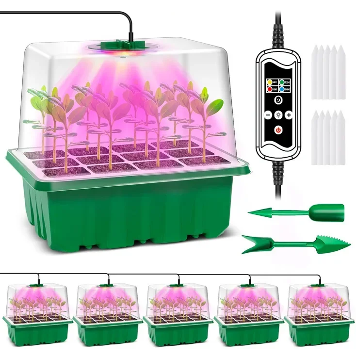 

Hot Selling Seed Starter Tray Box with LED Grow Light Nursery Pot Seedling Germination Planter Adjustable Ventilation Humidity