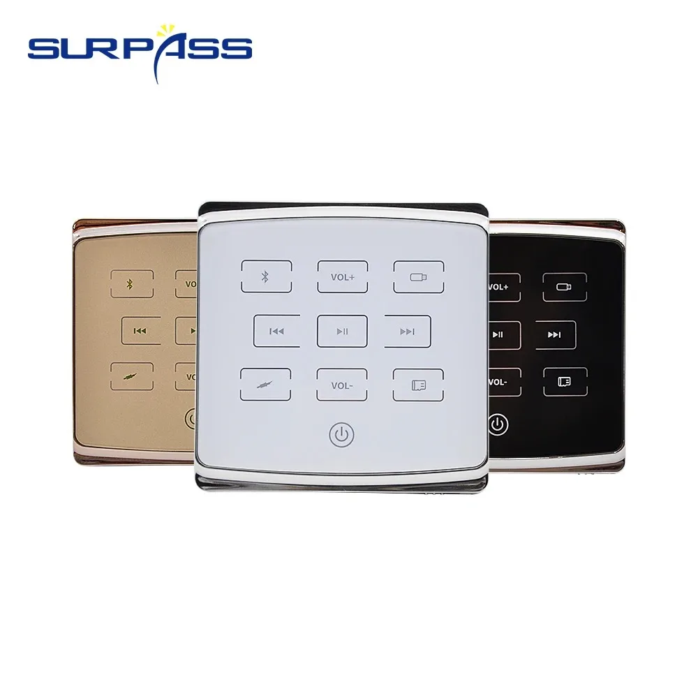 

Smart Hotel Room Home Audio Bluetooth Amplifier In-wall Stereo Digital Player 86 Touch Key Background Music Controller USB TF BT