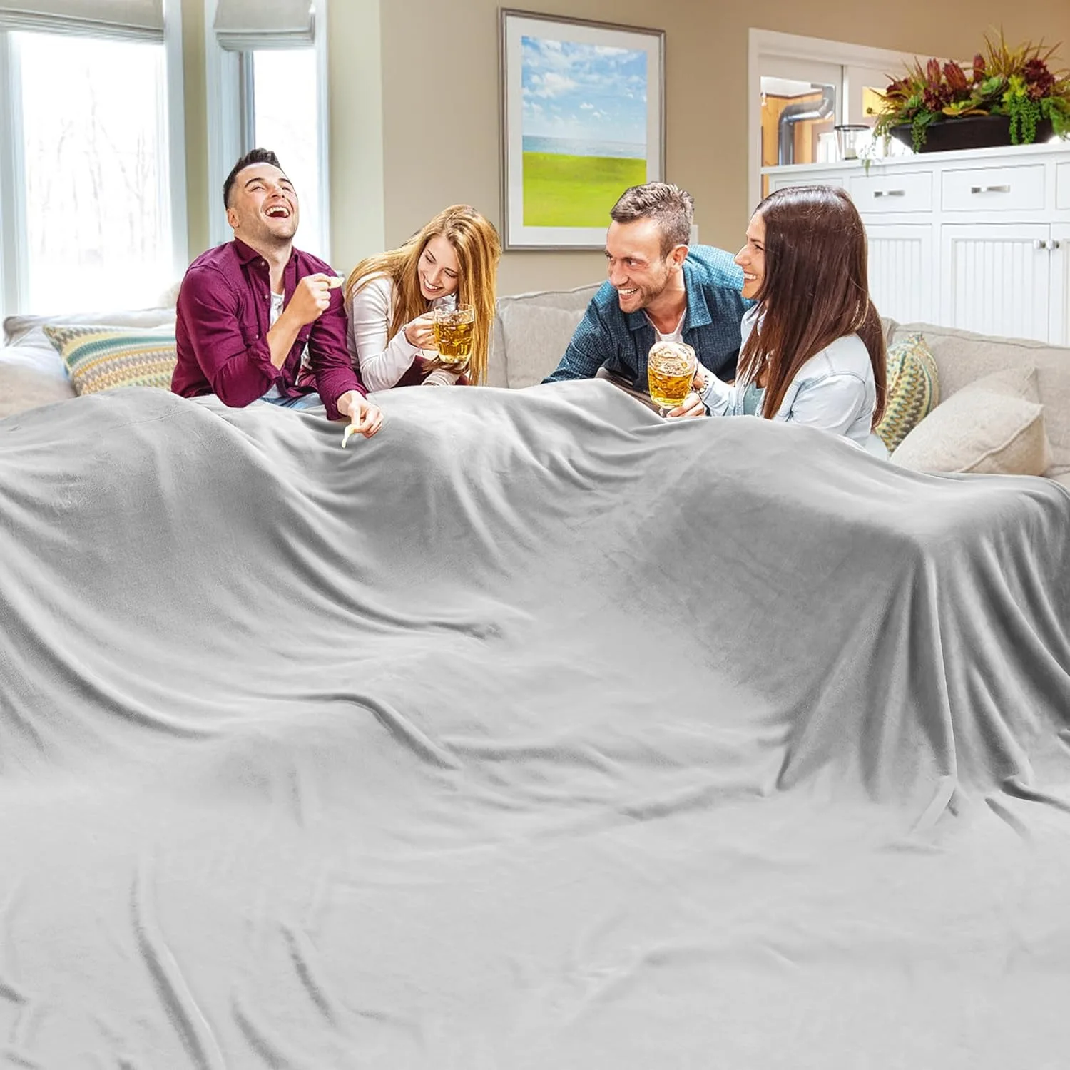 

Одеяло большого размера, гигантский огромный компаньон для кровати, дивана, путешествий и кемпинга, очень большое мягкое одеяло, подходящее для семьи и улицы