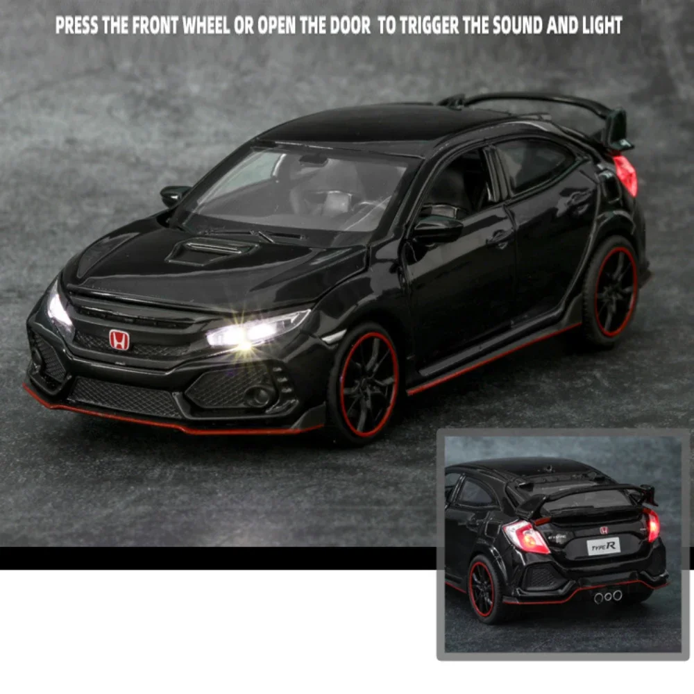 

1:32 Honda CIVIC TYPE-R Alloy Diecast Toy Cars Model Simulated With Sound Light vehicles Collection Toys Children Birthday Gifts