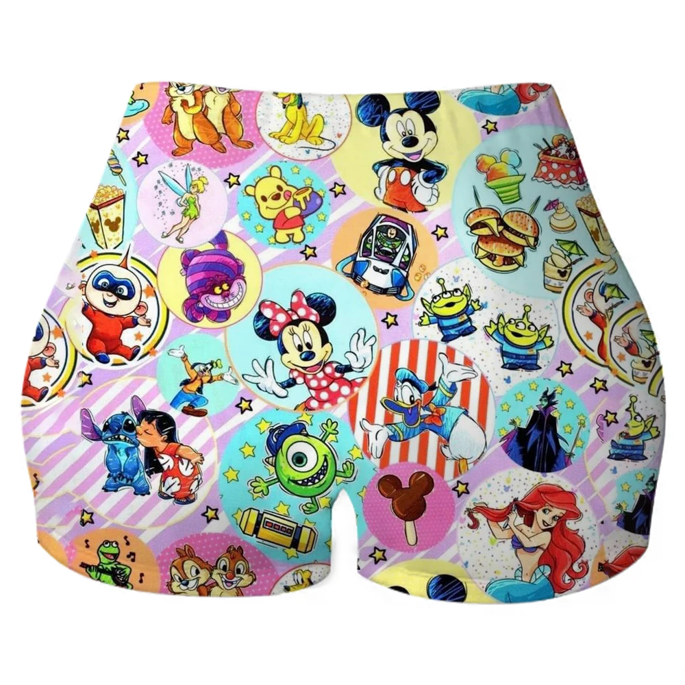 Pantalones cortos de entrenamiento personalizados de Minnie Mouse Mickey Mouse para mujer, pantalones cortos de yoga para correr, gimnasio, voleibol