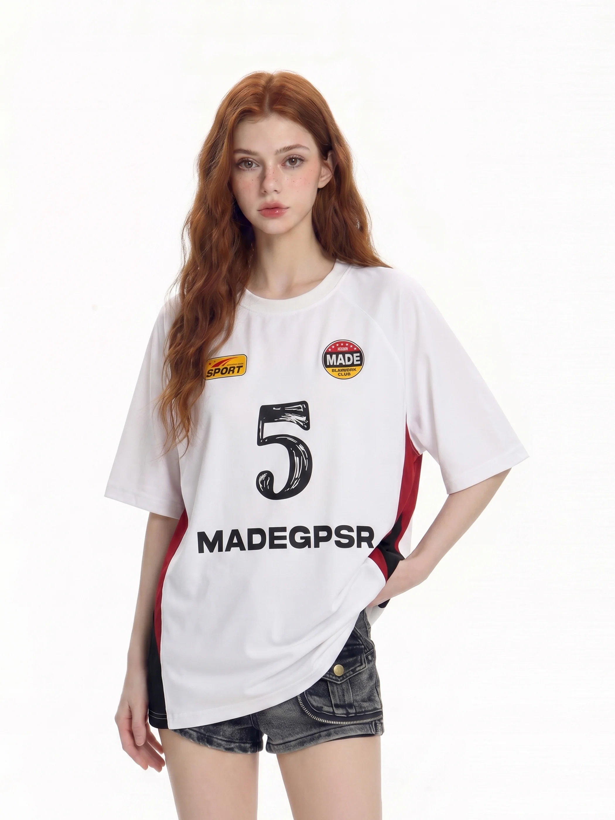 

Retro Style Graffiti Letter Print Short Sleeve T-Shirt Street Dance Theme Loose Fit Women's Tee Breathable Cotton Summer Top