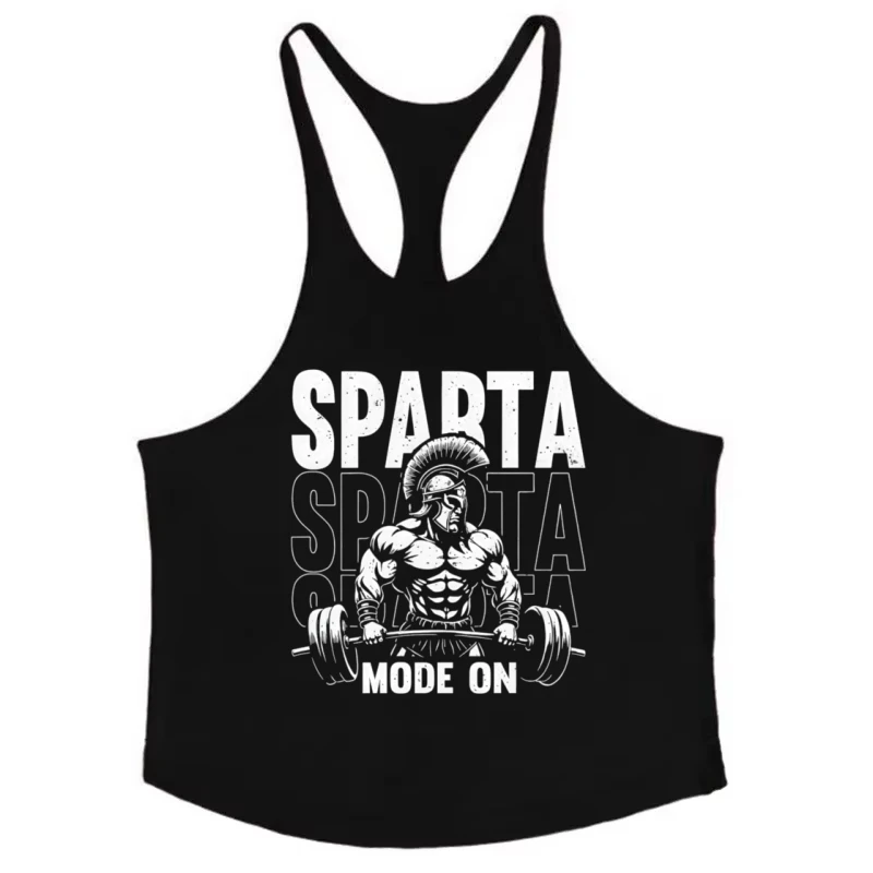 Men's Sleeveless Workout Gym Vest, Muscle-Support Y-Back Cotton Athletic Shirt for Bodybuilding & Strength Training