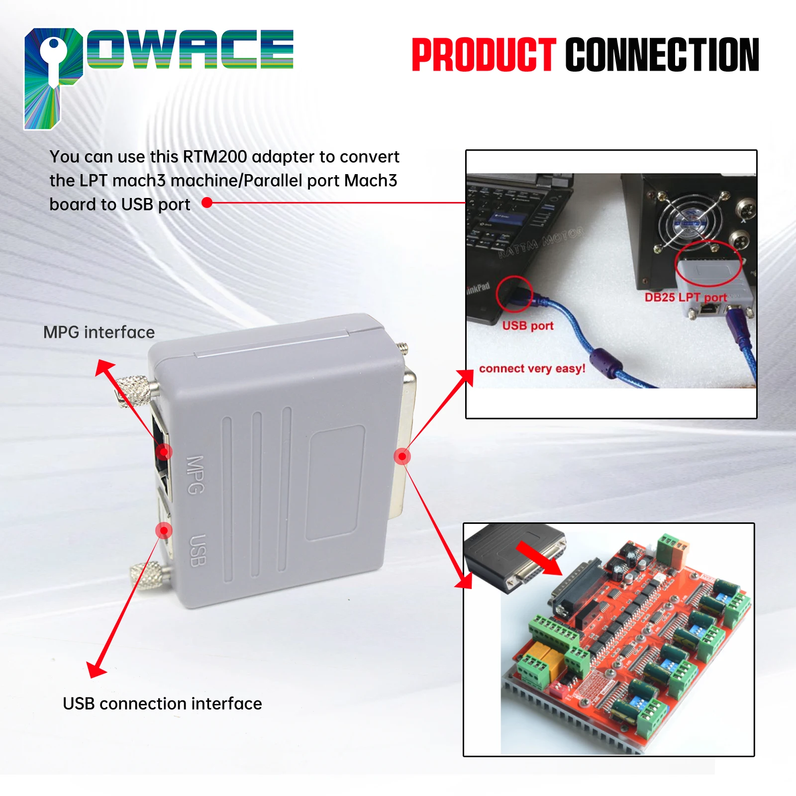 Imagem -05 - Lpt Paralelo ao Usb Novo Adaptador Usb Controlador Rtm200 200khz para Mach3 Controle Cnc Aplicações
