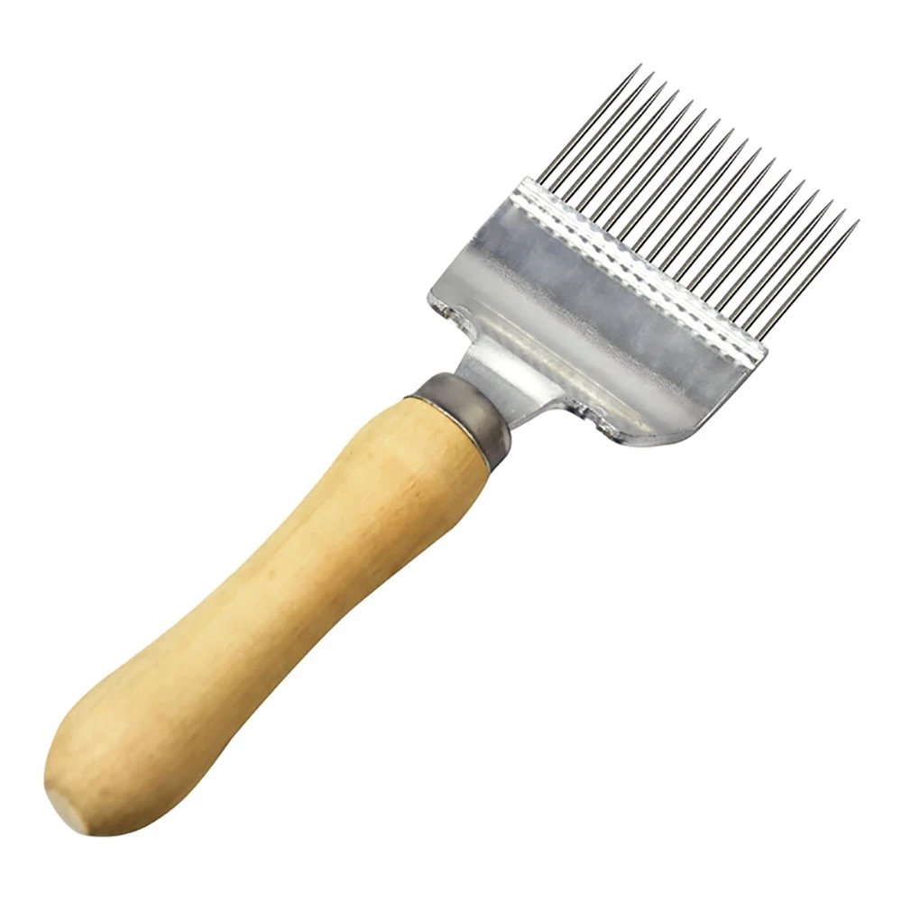 Honey Uncapping Fork Pile Capping Scratcher Honeycomb Wooden Handle Harvesting Extracting  Straight Needle Beekeeping Tools