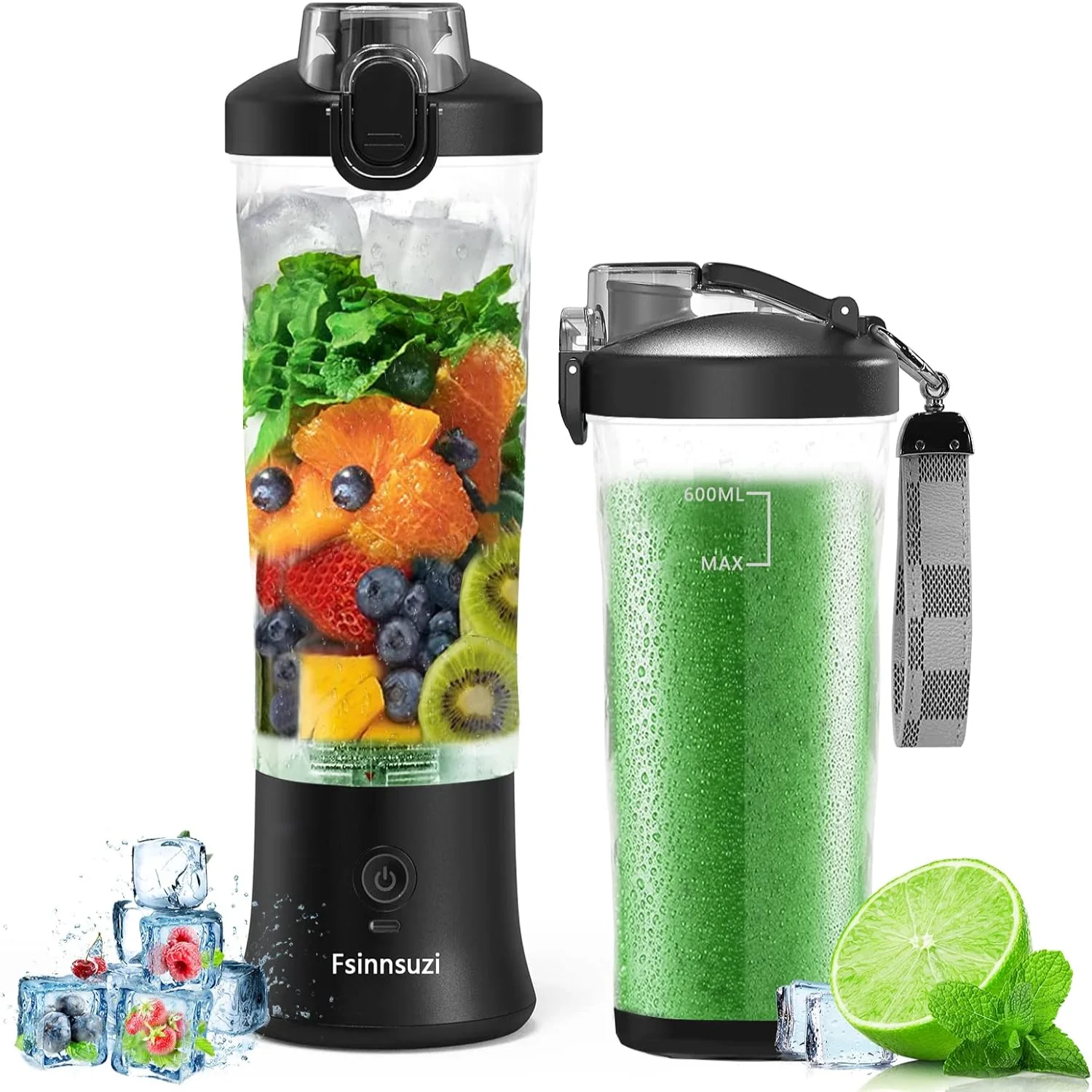 Portable Blender 20 Oz, Personal Size Blender for Shakes and Smoothies with 6 Blades,  Small Smoothie Blender Bottles for Kitche