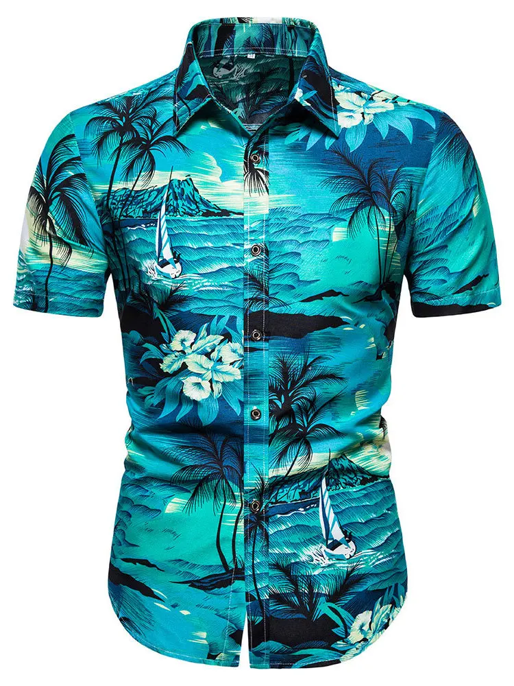 

ort Sve Printed irt Collar Print Slim Fit Мужская летняя тонкая ткань повседневная irt European Simple Sle