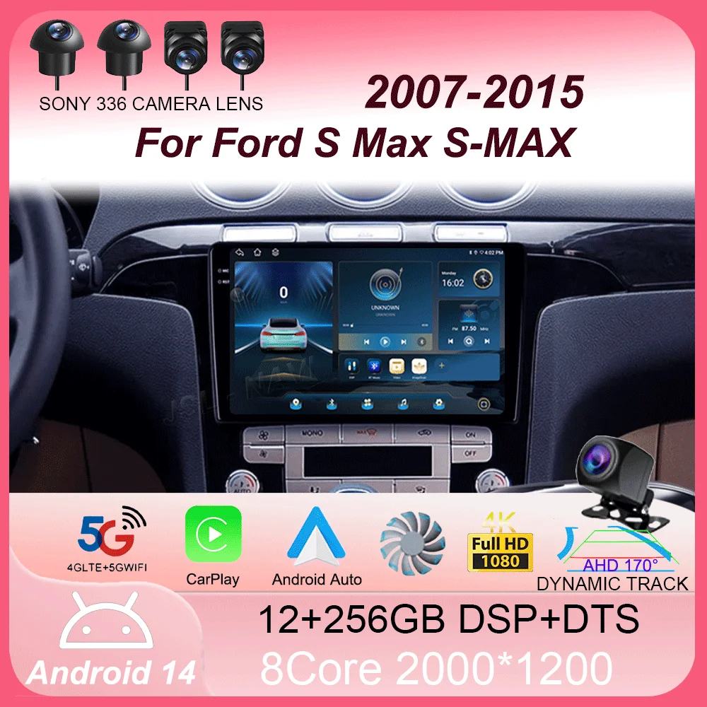 9 Inch For Ford S Max S-MAX 2007 - 2015 Car Radio Multimedia Video Player Navigation GPS Stereo Auto Android 14 HU No 2 Din DVD