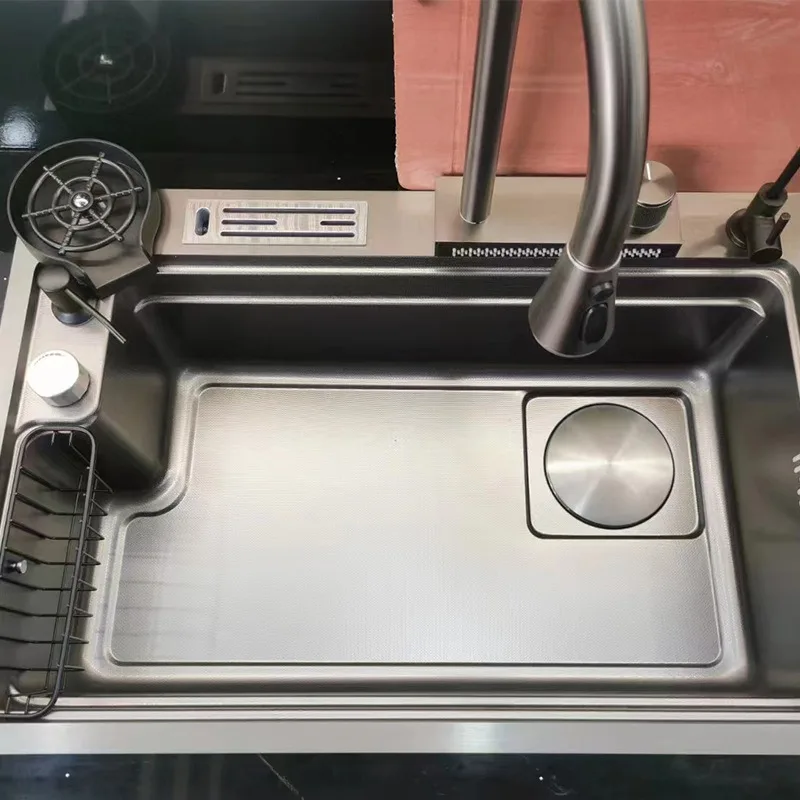 Multifunctional large single basin on the stage, integrated basin Multifunctional large single tank Stainless steel sink Handmad