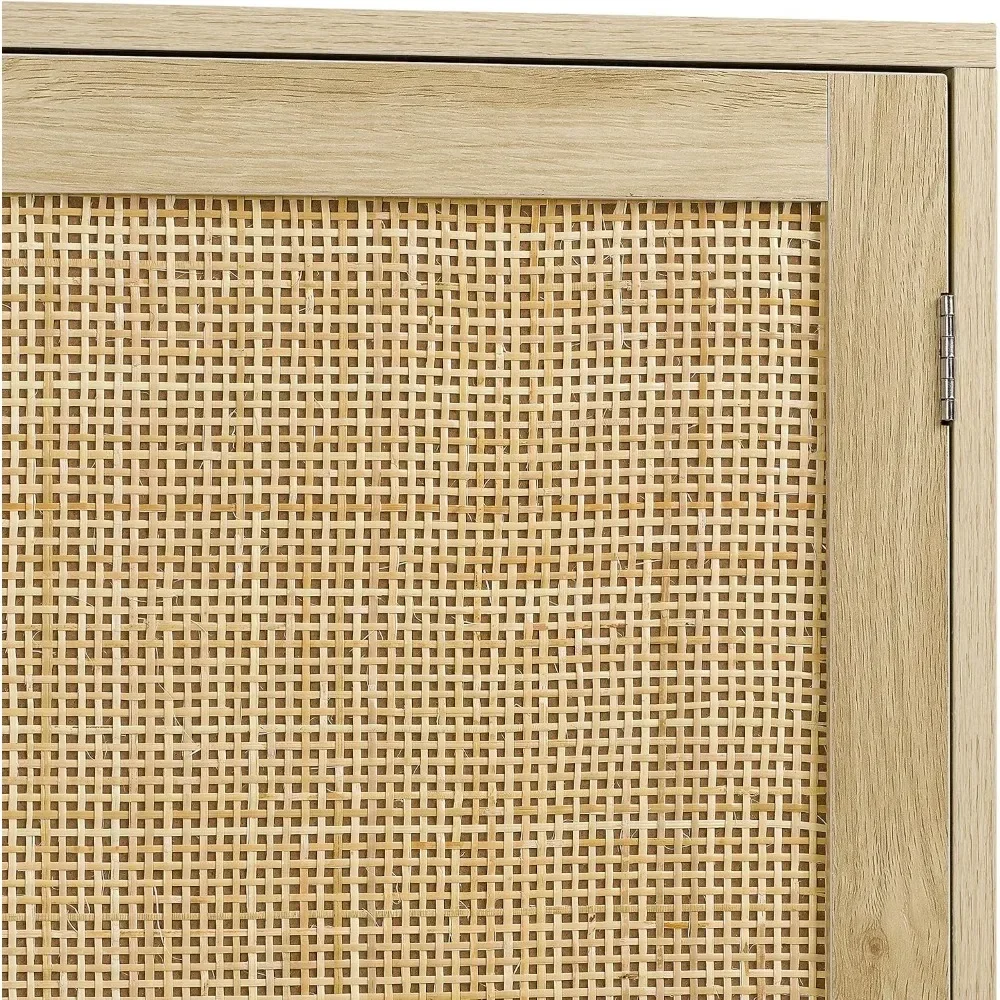 Sideboard Buffet Kitchen Storage Cabinet with Rattan Decorated Doors, Dining Room, Hallway, Cupboard Console