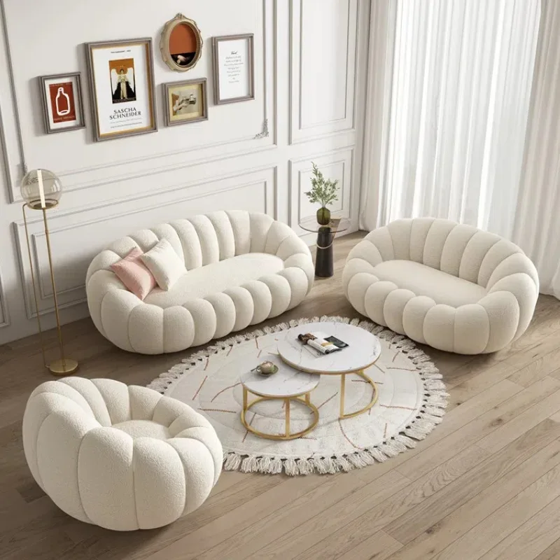Lazy sofa can sleep and lie down apartment living room balcony leisure rotatable lamb wool fabric sofa
