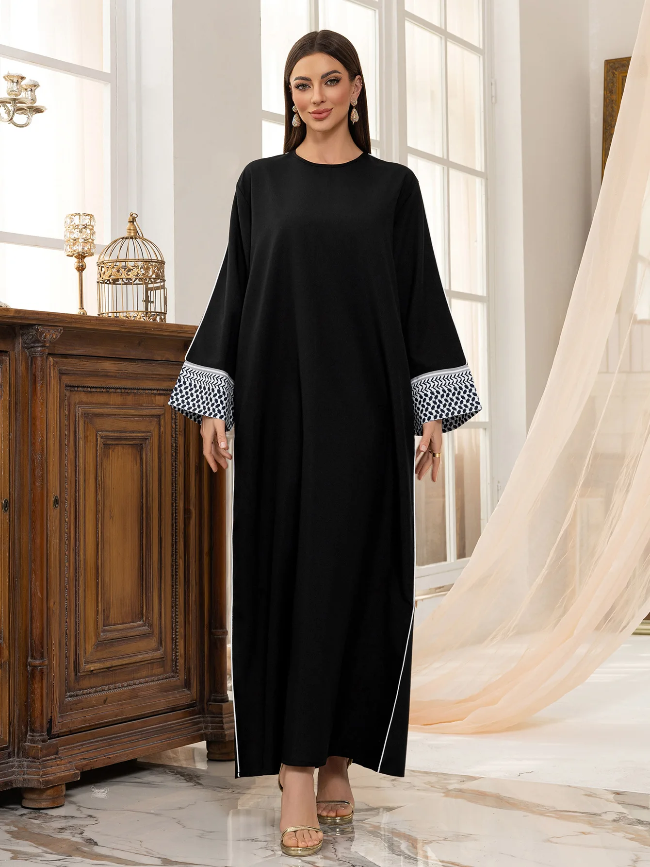 

Luxurious Dress Embroidered Traditional Modest Dress HandmadeJalabia Beaded Kaftan Dress MiddleEastern Ethnic Spliced