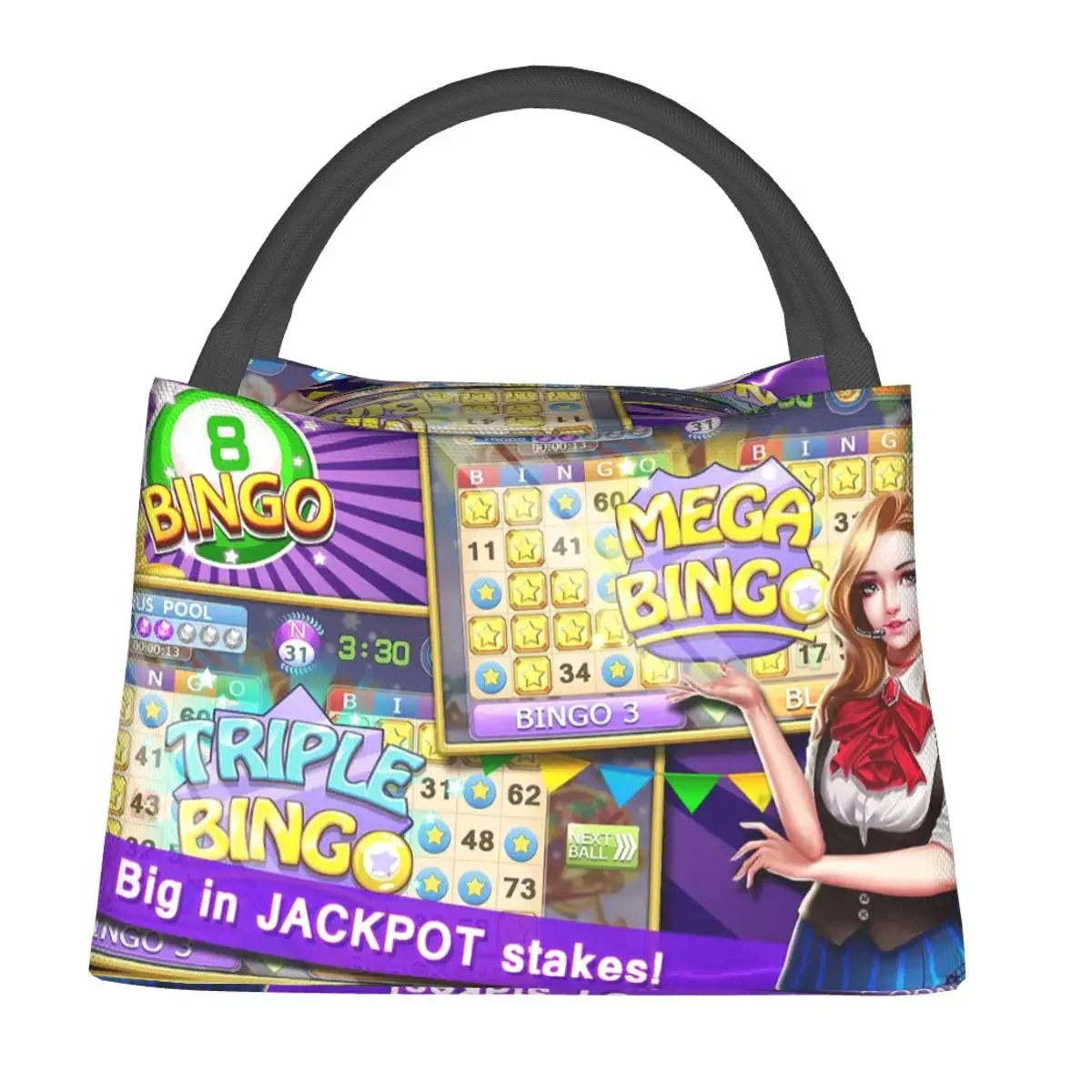 

Robe Bingo Game Lunch Bags Insulated Bento Box Resuable Lunch Tote Picnic Bags Cooler Thermal Bag for Woman Children Travel