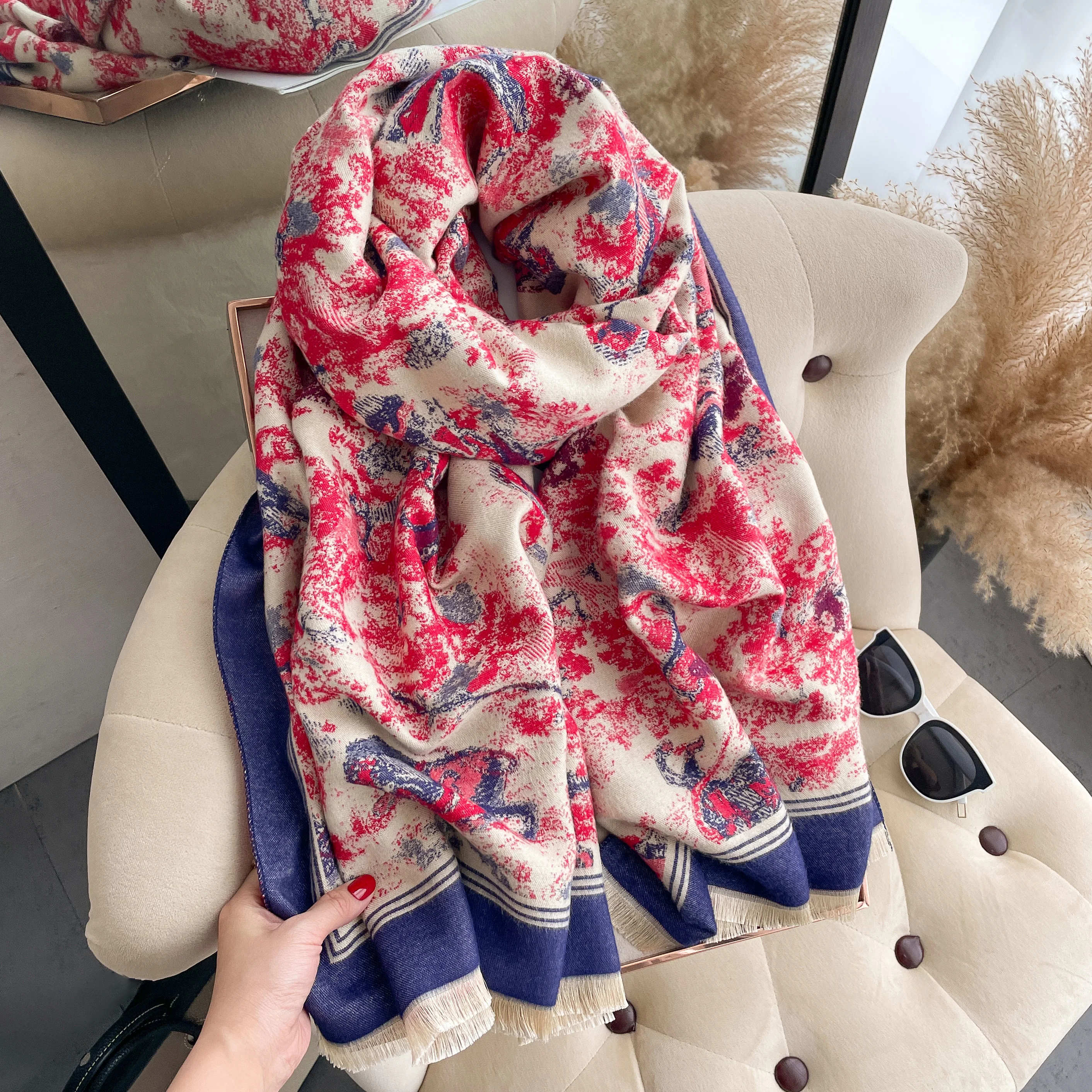 2024 New Winter Cashmere Scarf for Women Warm Shawl and Wraps Thick Blanket Foulard Fashion Bufanda Neckerchief Bandana Pashmina