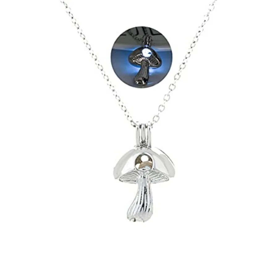 

FUTIMELY Mushroom Luminous Necklace - Funny Magic Fluorescence 3D Mushroom Charm Pendant Choker Jewelry for Women
