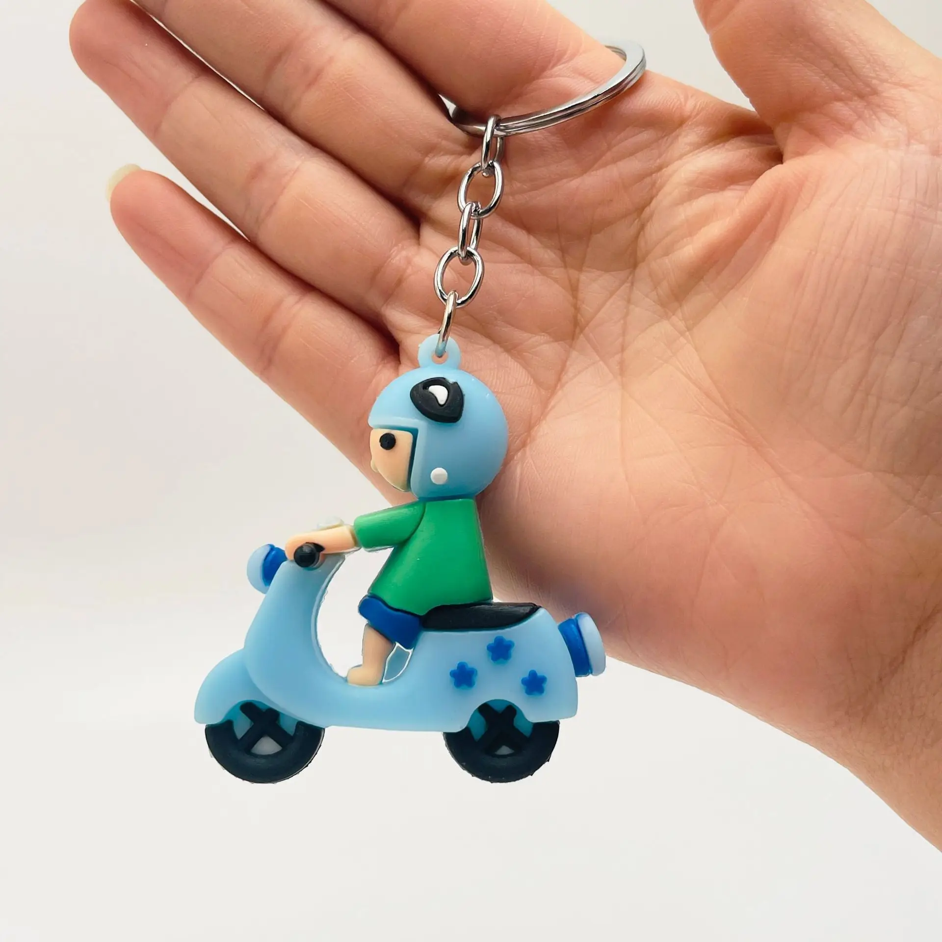 Cute Cartoon Figure Riding Motorcycle Keychain Trend Small Pendant Bag Accessories