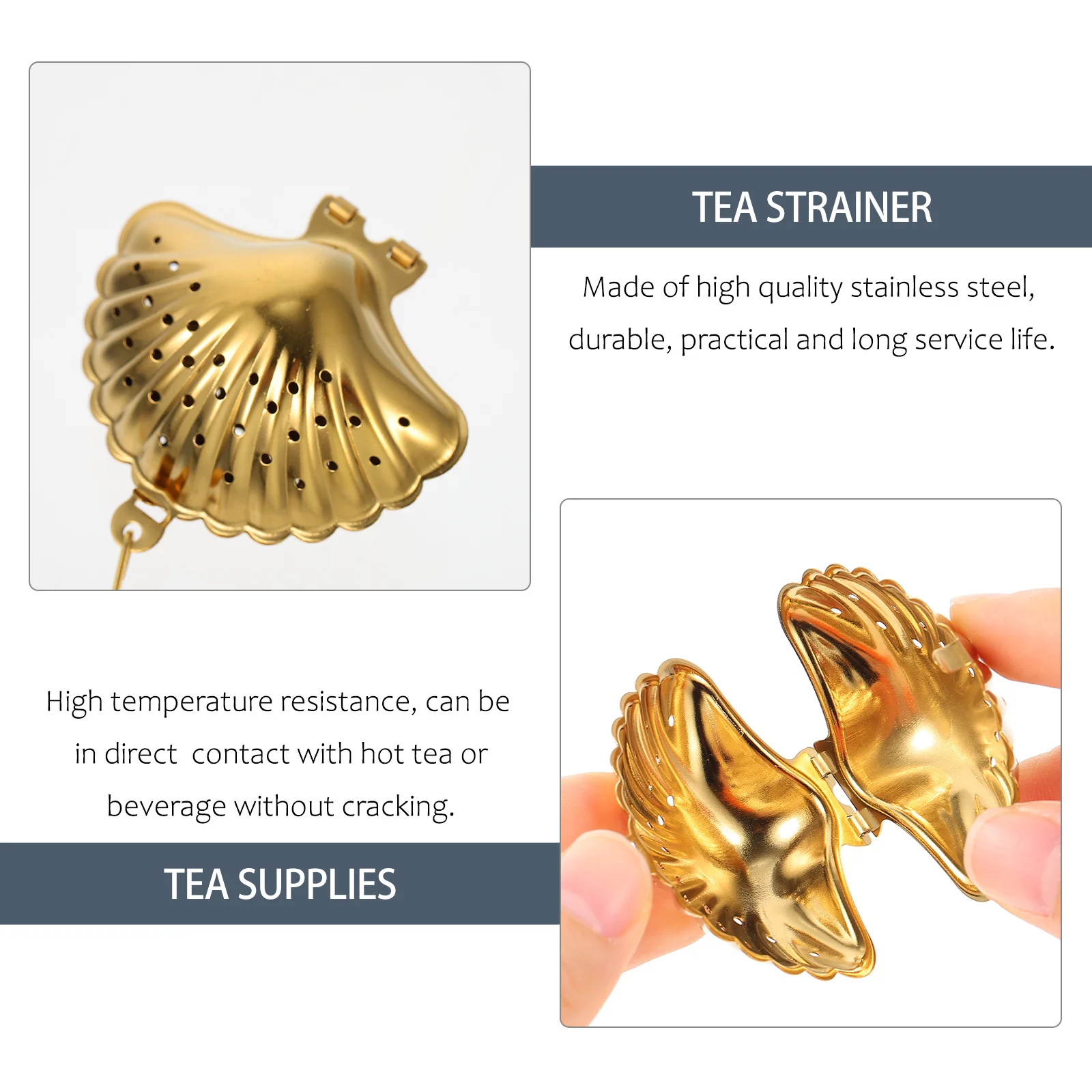 

3 pcs Stainless Steel Strainer Shell Shaped For Home Office High Temp Resistant Fine Mesh Filter Tool Shell Shaped Tea Strainer