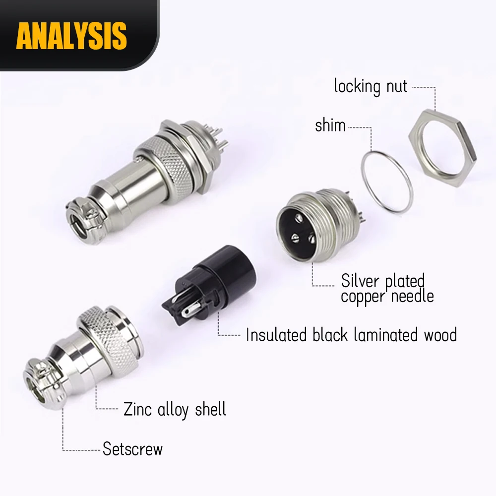 HLTNC 1 Set Male Head and Female Head Aviation Connectors GX16