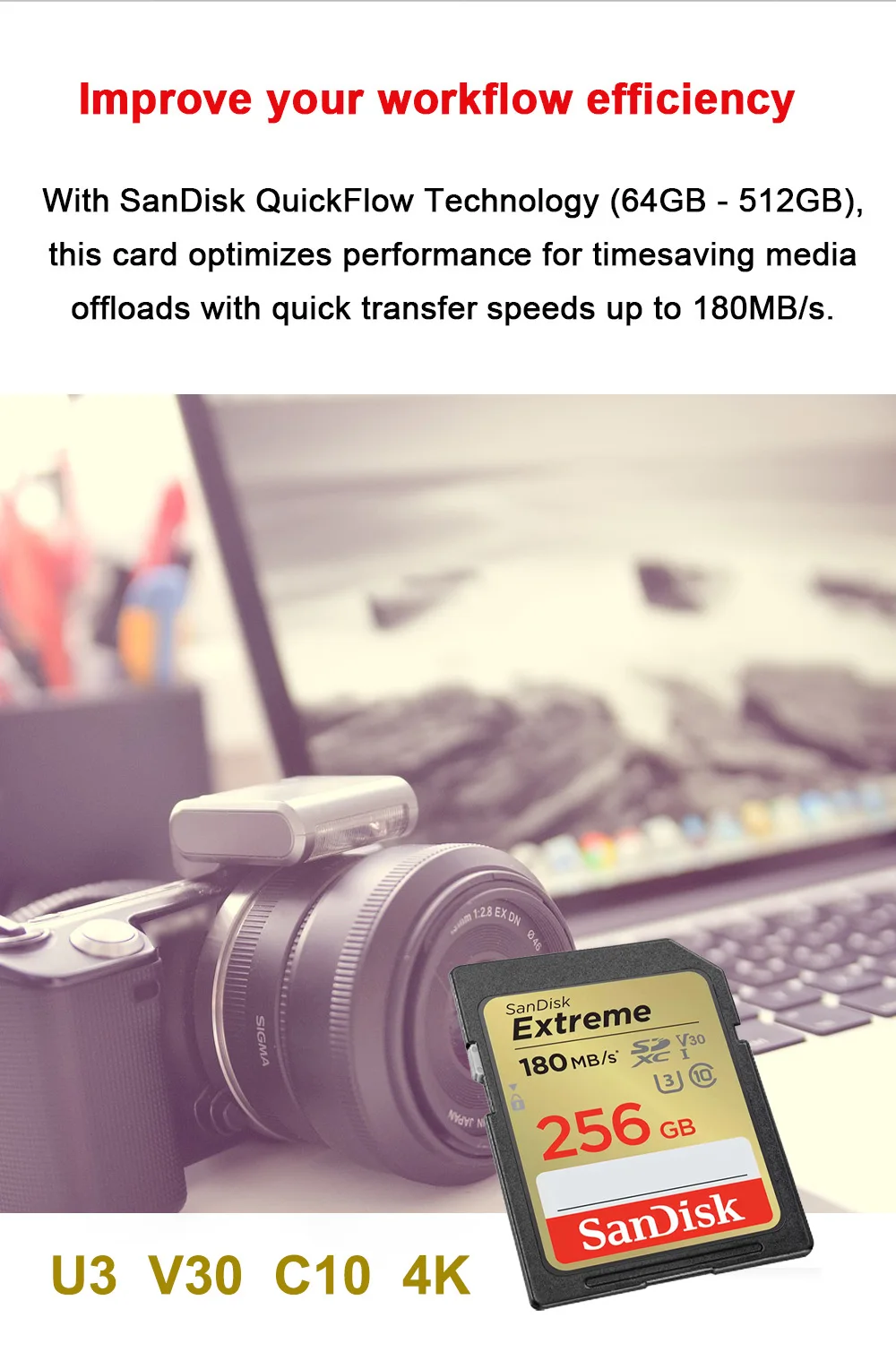 SanDisk Ultra/Extreme PRO UHS-I Karte 32GB 64GB 128GB 256GB SD-Karte C10 Flash-Speicherkarte SD U3 4K V30 Karten für Kamera – Detail 8