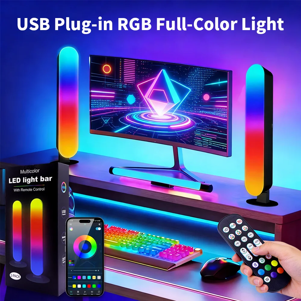 USB Music RGB Pickup Light Rhythm Lights Upgraded Rechargeable Model Christmas Decoration Desktop RGB Light Bar Music Rhythm 5V