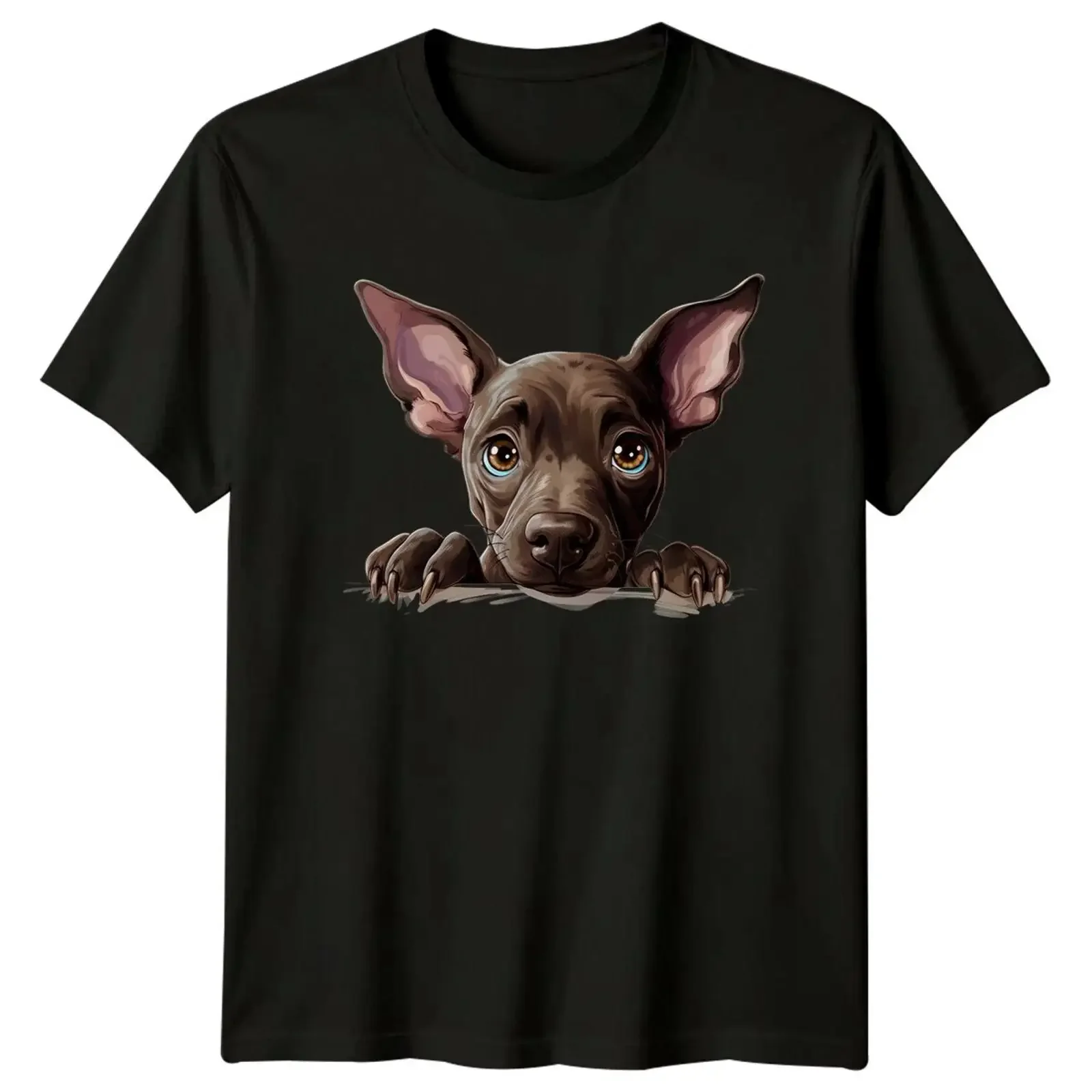 Camiseta con gráfico de dibujos animados de Xoloitzcuintli Hund Peekaboo, estilo vintage, lavada, unisex, suave, cómoda, versátil para hombre
