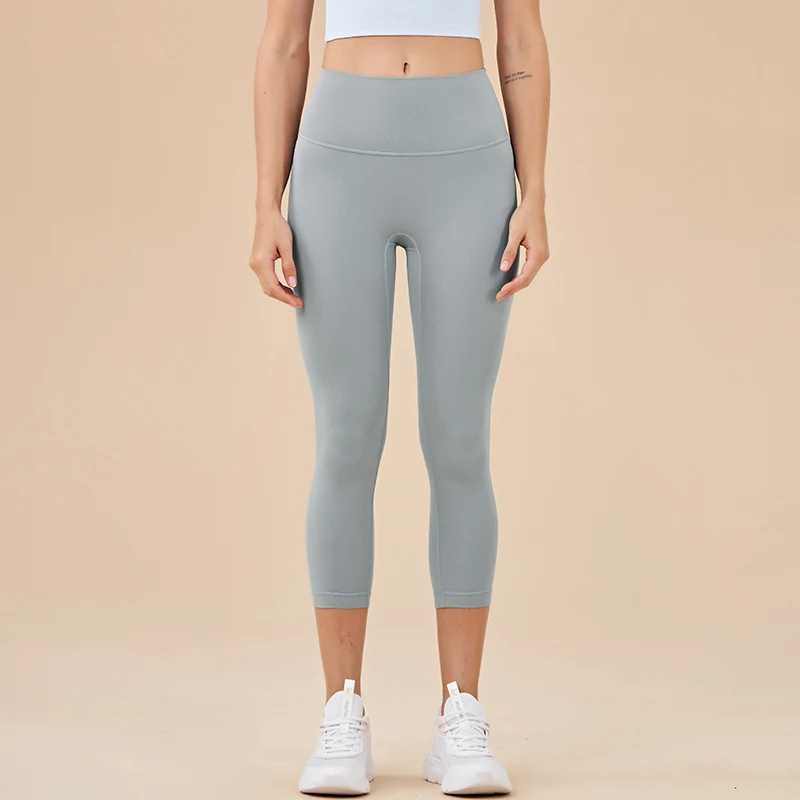 SOISOU Nylon Yoga Capri Pants Leggings Women's Pants Gym Sexy High Waist Tight Breathable Elastic Girl Sports Pants 13 Colors image 3