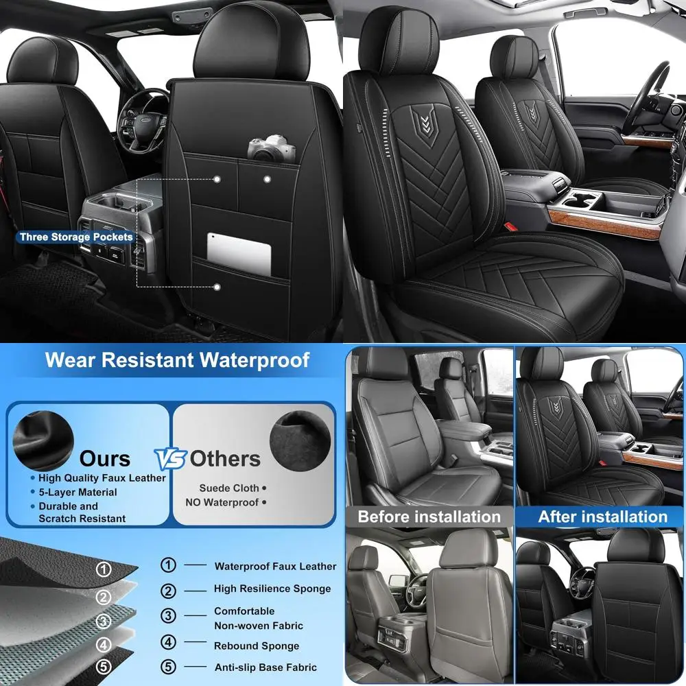 

Car Seat Cover Fits for Chevrolet Chevy Silverado GMC Sierra 2007-2025 1500 2500HD 3500HD Trail Boss Z71 Crew Double Extended Tr