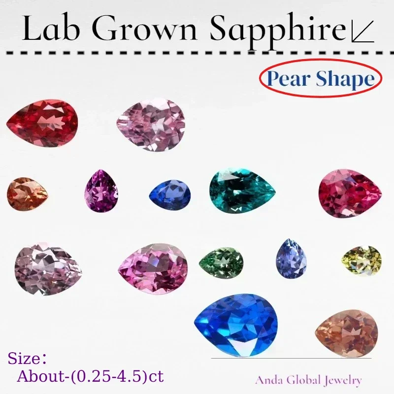 

M-Lab Grown Sapphire Pear Shape DIY Charms Jewelry Earring Rings Making Main Materials Selectable AGL Certificate Daily Matching