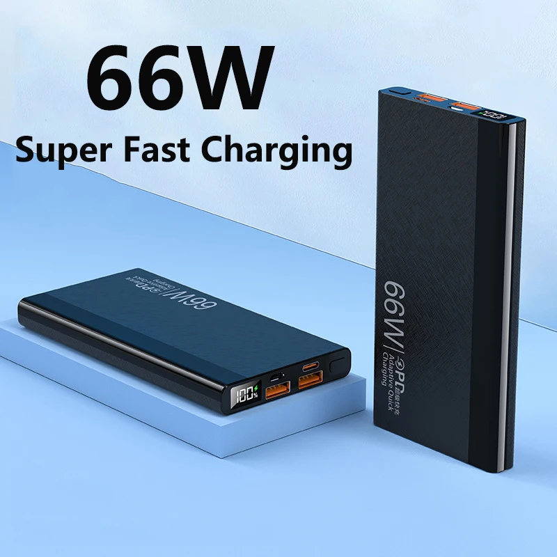 

Power Bank 30000mAh PD 20W Two-Way 66W Fast Charging Powerbank External Battery Pack for iPhone Huawei Xiaomi Samsung Powerbank