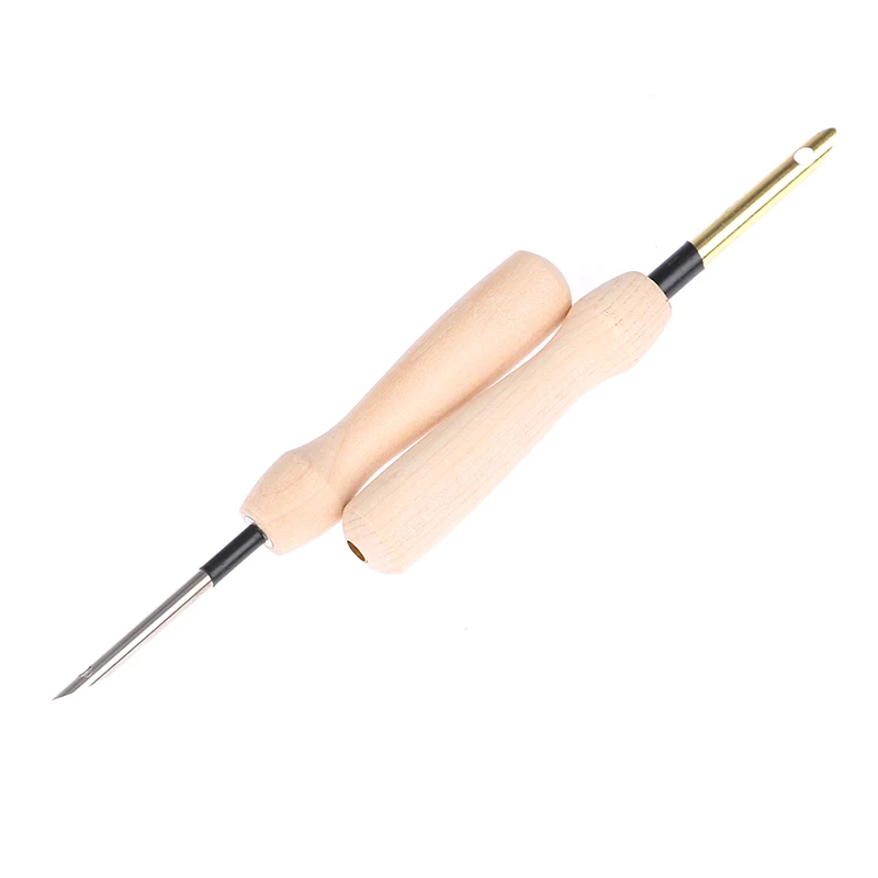Wooden Handle Knitting Embroidery Pen Weaving Felting Craft Punch Needle Threader DIY Magic Sewing Tool Accessories