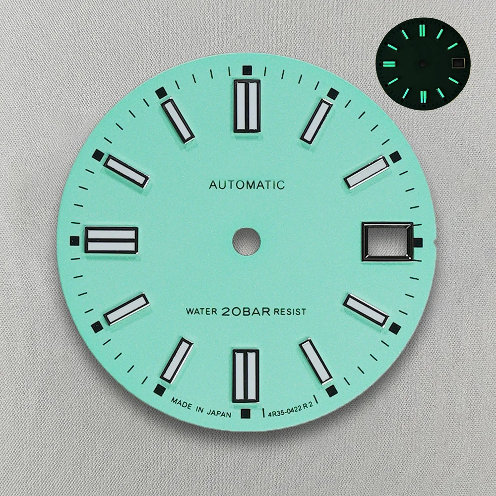 28.5mm S Logo Matte Tiffany Blue Dial Suitable For NH35 Movement C3 Strong Green Luminou Watch Modification Accessories