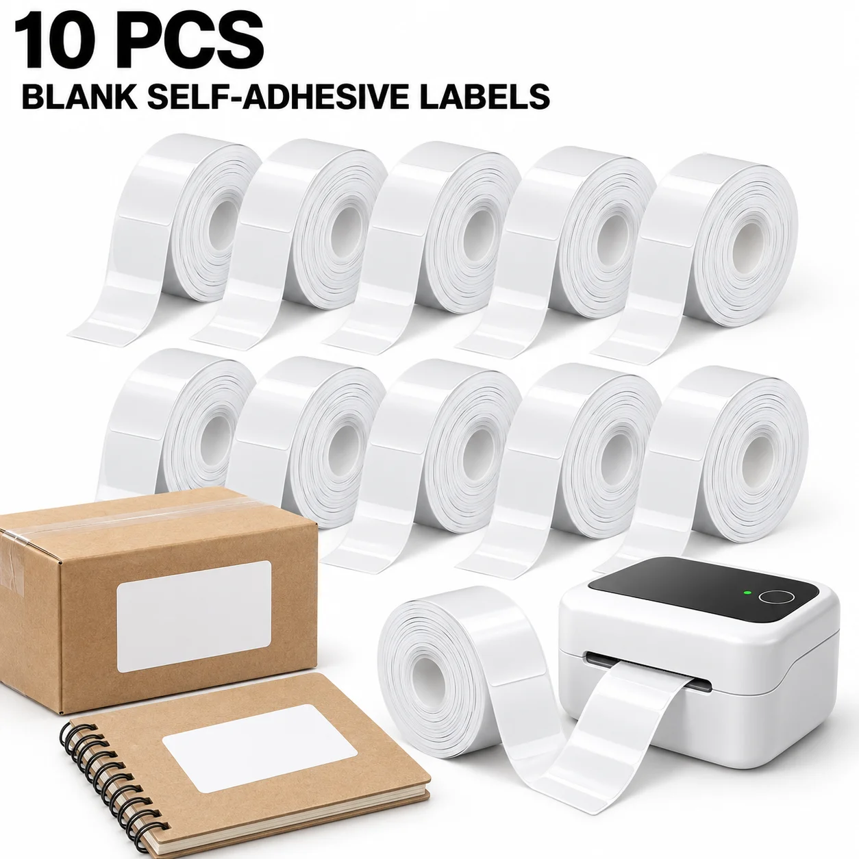 12x40mm Clear White Thermal Label Tape Roll Self Adhesive Compatible for D30 D11 D35 Q30 Printer Office Home Item Tag