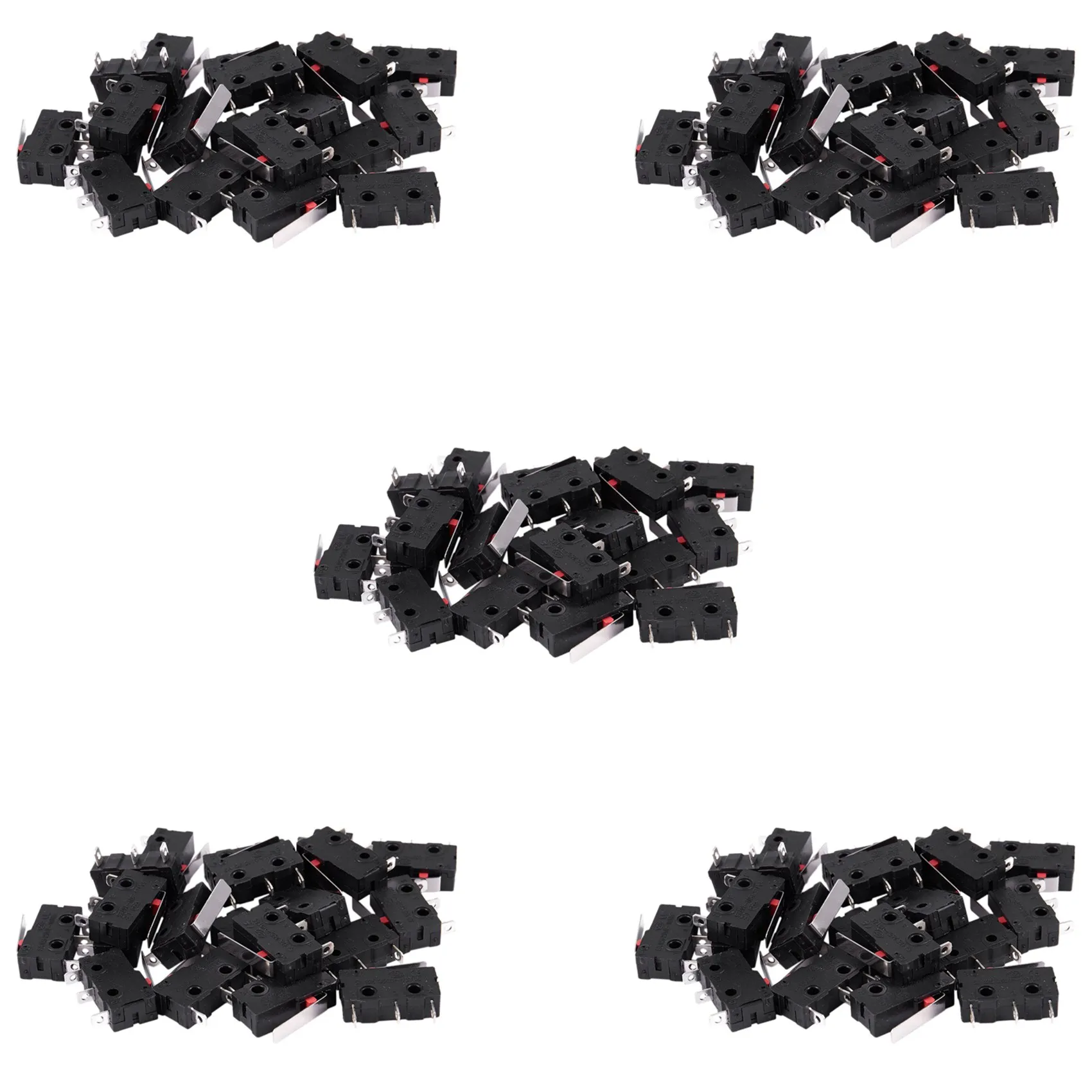 

ABKN-100Pcs AC 125 В 250 В 5A SPDT 3-контактный мгновенный пластиковый микроконцевой выключатель черный + серебристый