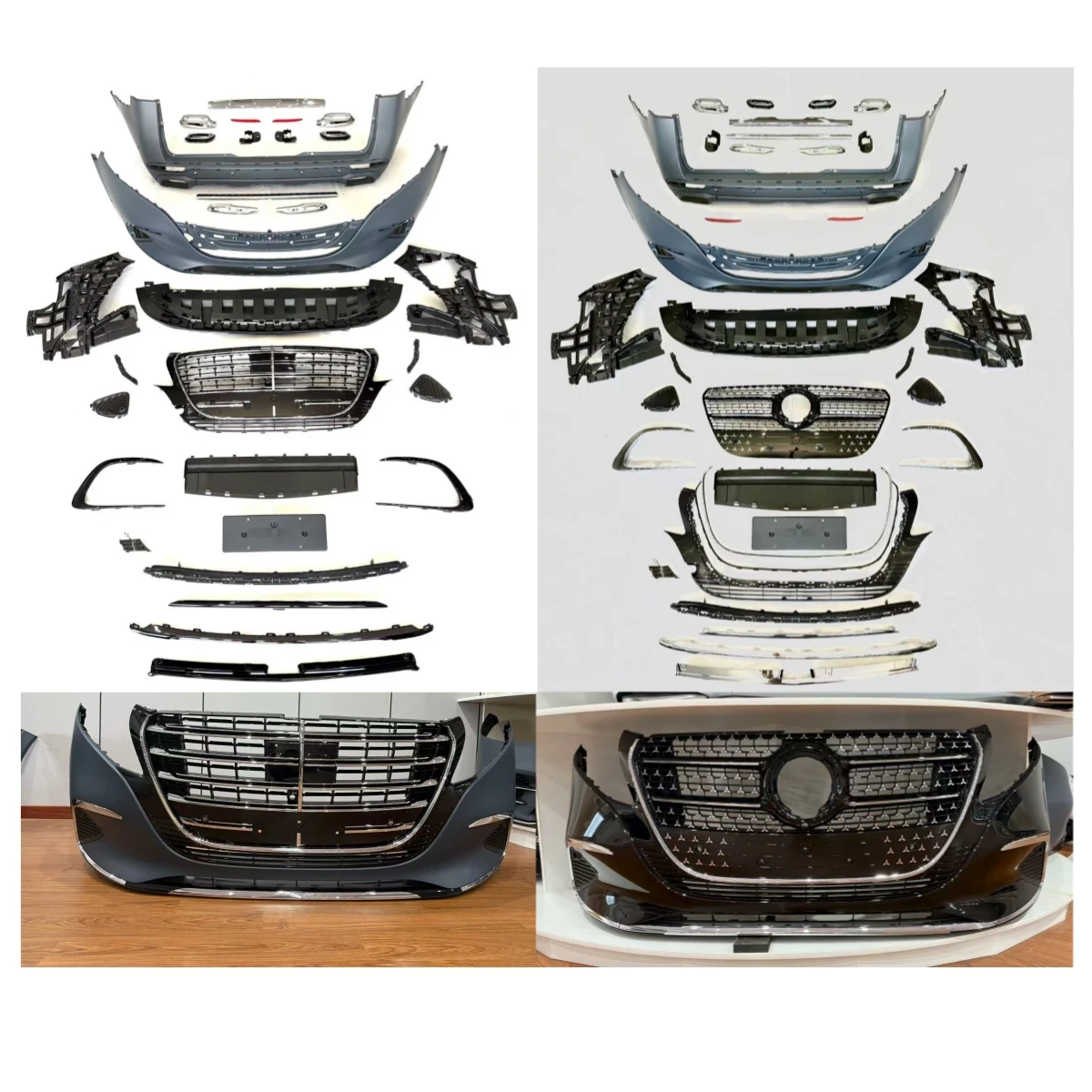 

Передний бампер автомобиля в сборе для Mercedes-Benz W448 Vito V-Class Refit V300, обычная решетка, модифицированный кузовный комплект