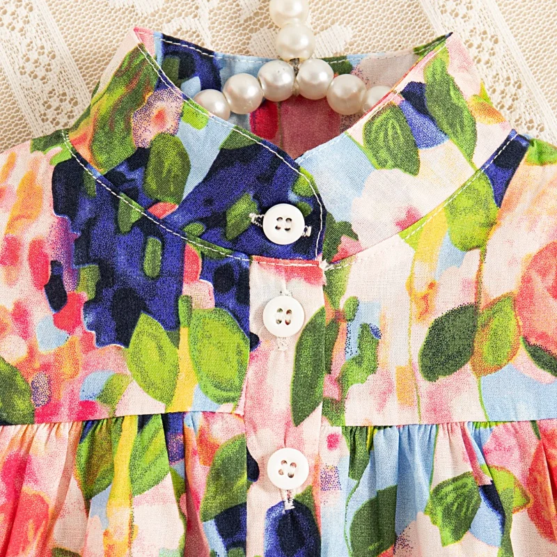 Summer New Rural Style Baby Girl Floral Dress, Korean Style Children\'S Sleeveless Clothes (3 Months -3 Years Old)