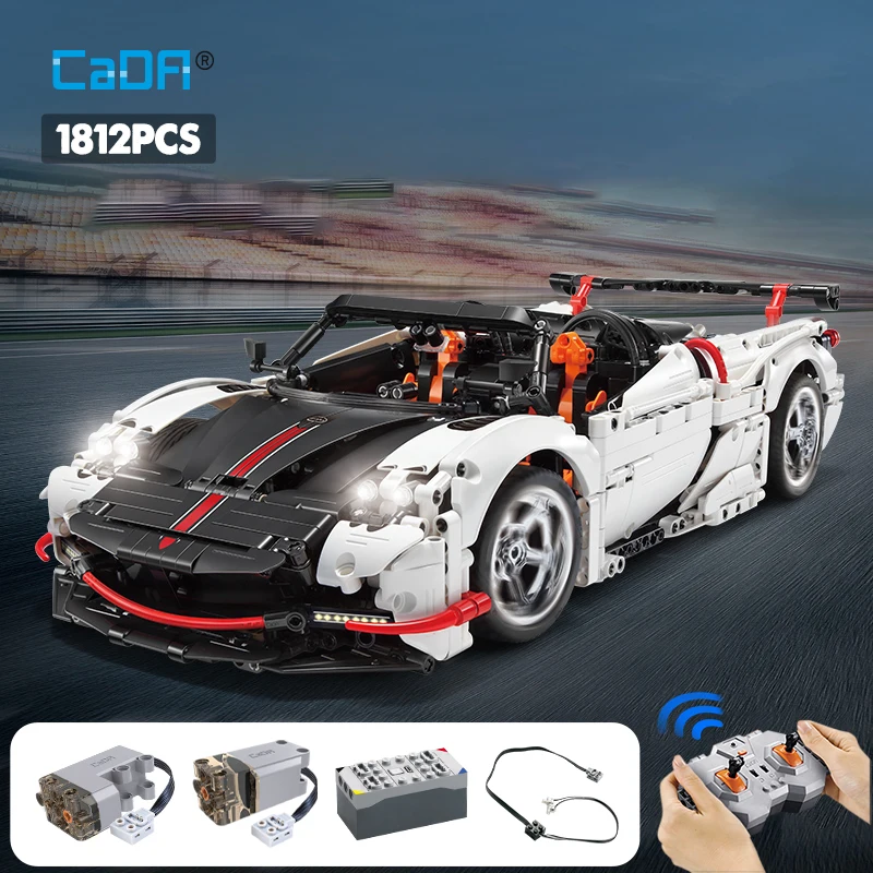 Cada 1812Pcs RC Racing Car Super Car Building Blocks City Remote Control Sports Vehicle Bricks Toys for Kids Gifts