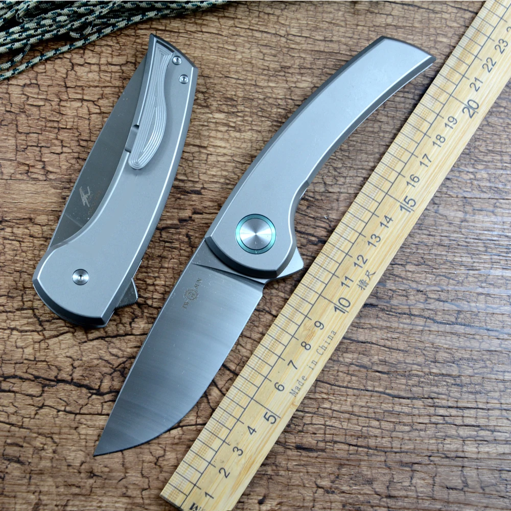 TWOSUN TS575 Складной нож M398 Лезвие Керамическая шайба с шарикоподшипником TC4 Титановая ручка Открытый Кемпинг Охота Карманный нож