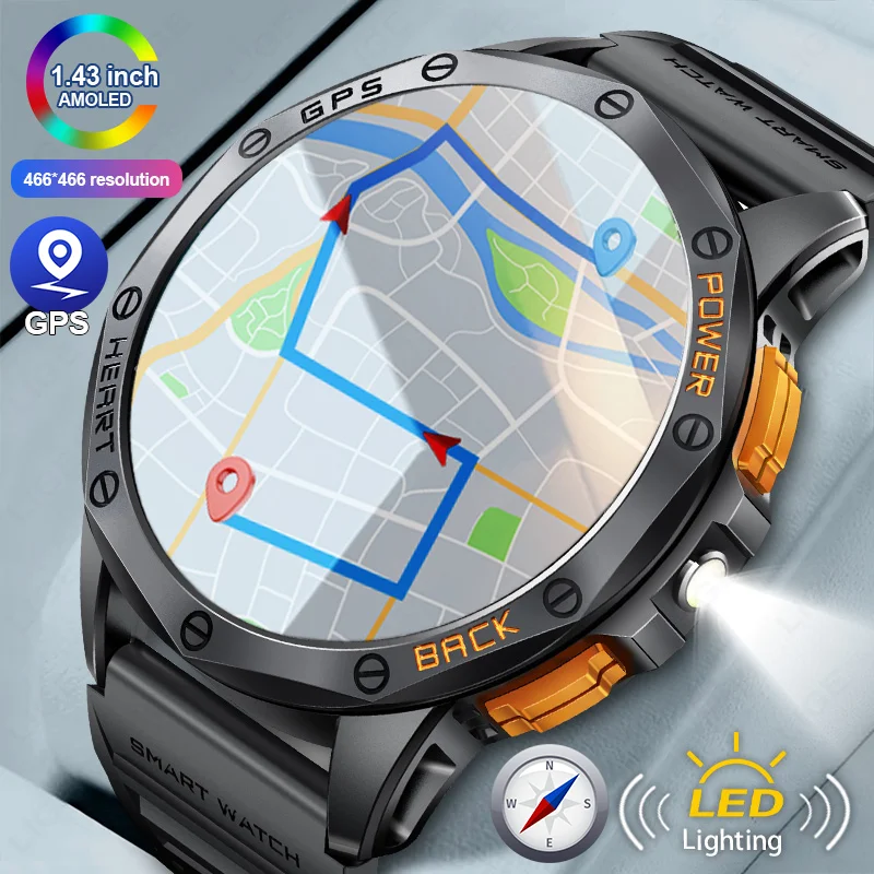 

LIGE Новые для Huawei Xiaomi Военные GPS Смарт-часы Мужские фонарики Компас Водонепроницаемые Спорт на открытом воздухе Bluetooth Call Smartwatch