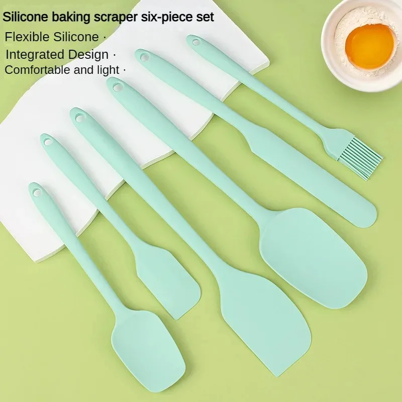 6pc Silicone Spatula Set for Baking-Cake Frosting Kit with Brush, Non-Stick Scrapers & Cream Spreads | Cute Kitchen Gadgets