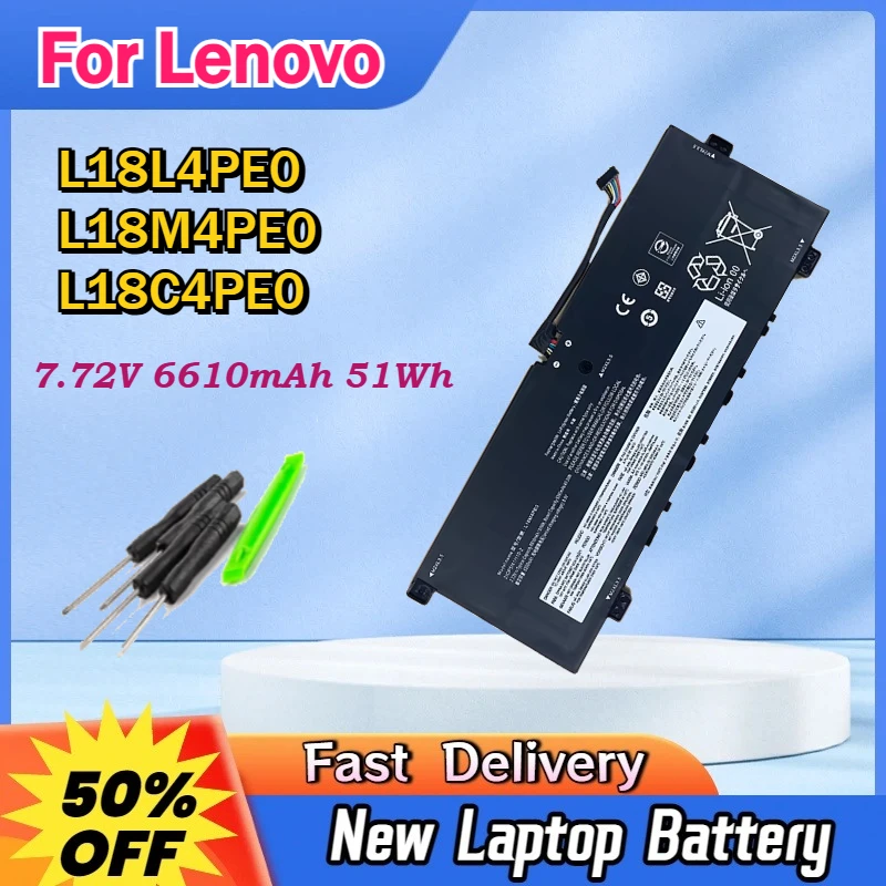 

7.72V 6610mAh 51Wh L18L4PE0 L18M4PE0 L18C4PE0 Laptop Battery For Lenovo Yoga C740 14IML 15IML 81TC002RGE 81TC006VGE DD19