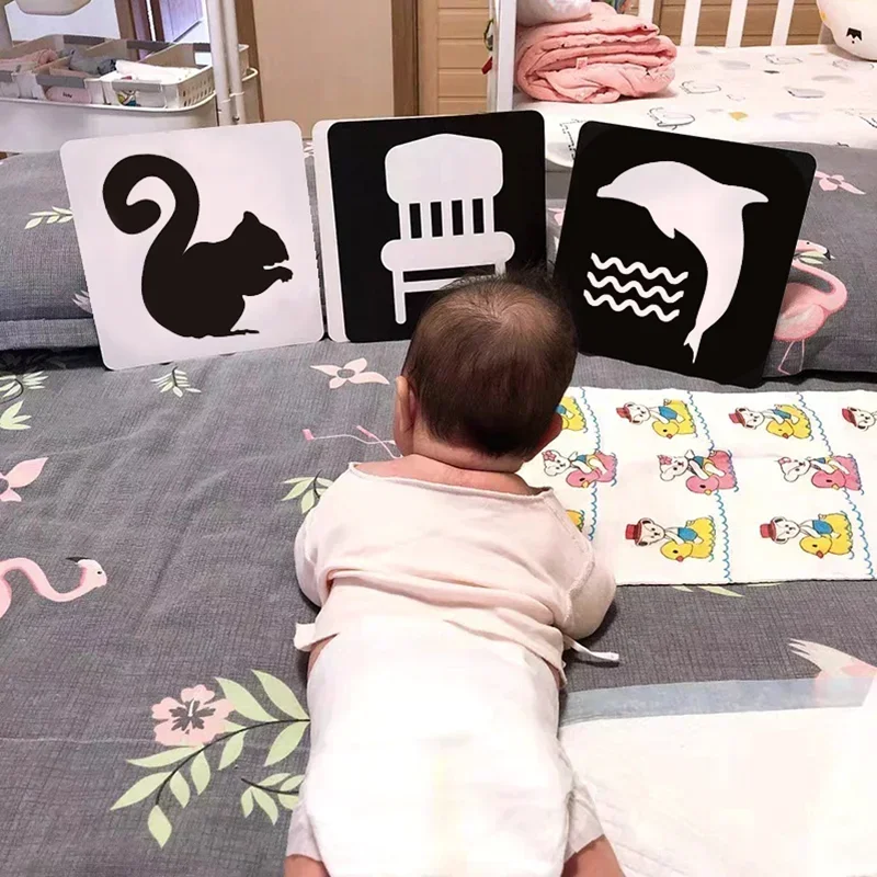 Montessori Toys Baby Visual Stimulation Cards Black and White High Contrast Flash Cards Learning Educational Toy for Children