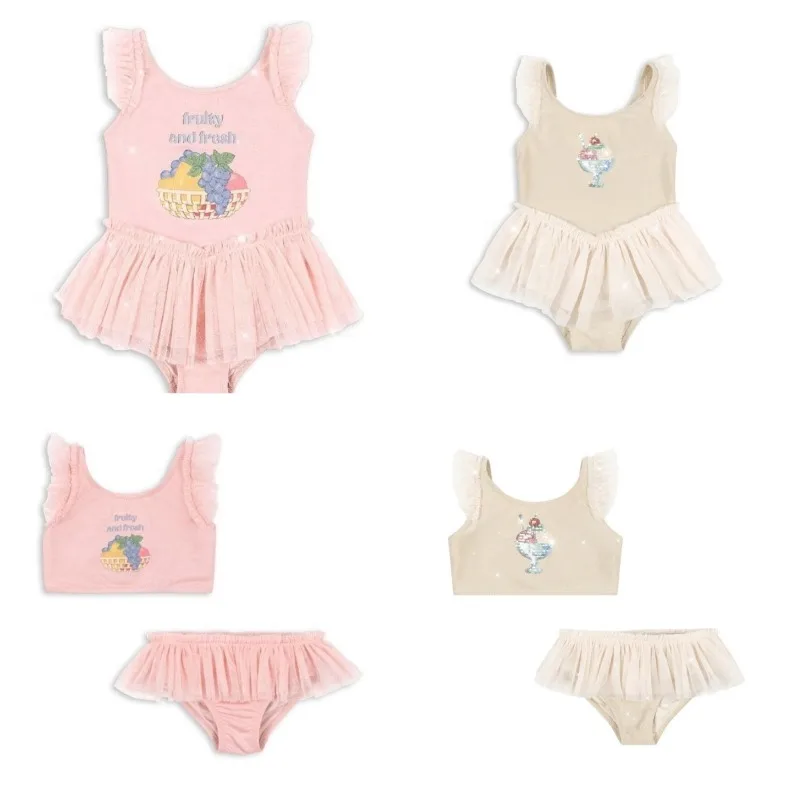 

Girls Swimwears Fruit Sequins One Piece Swimsuit Cute Sparkle Bathing Suit Ice Cream Print Two Piece Bikini Set Kids Swimwear