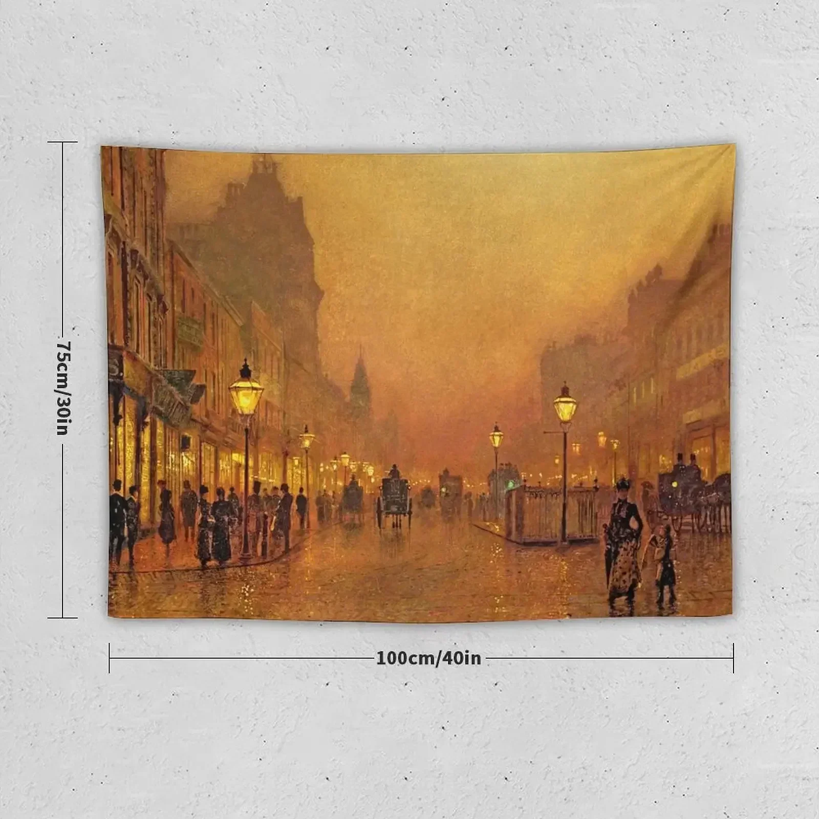 John Atkinson Grimshaw - A Street at Night Tapestry Room Design Home And Comfort Decor Tapestry