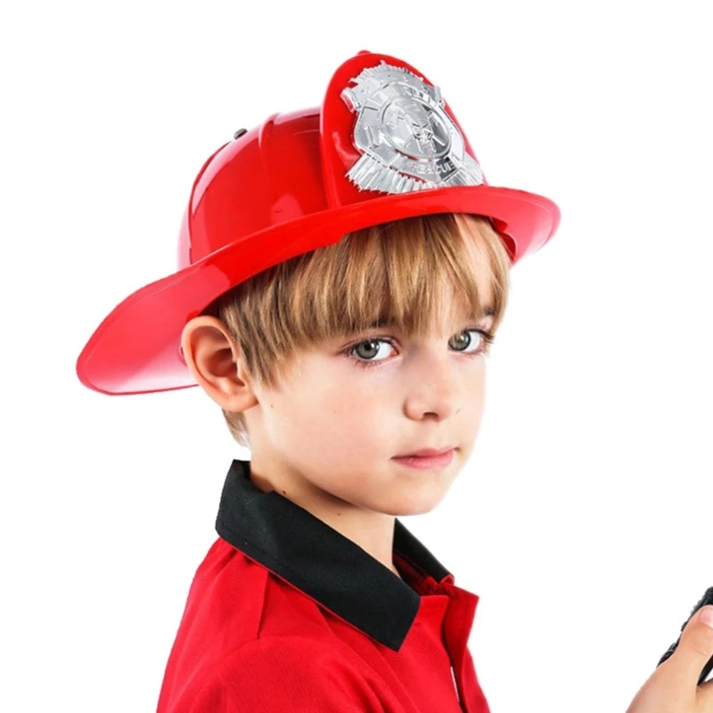 Fireman Helmet Firefighter Hats Fireman Cosplay Costume Accessories for Boys and Girls Kids Fireman Hat Hard Helmets