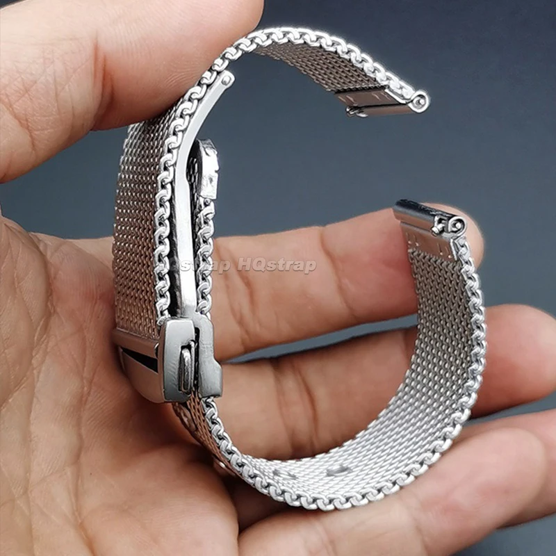 20mm 22mm Milanese Mesh Stainless Steel Strap for Omega Seamaster 007 Metal Watchband Folding Buckle Universal Replacement Band
