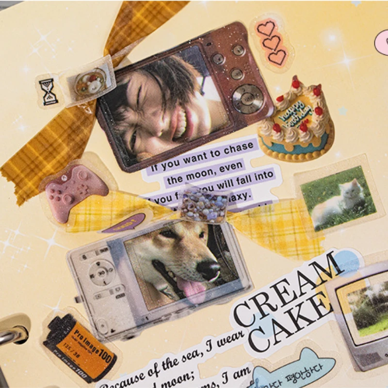 Ins Style لطيف Y2K بريق الديكور لاصق مخطط كتيب DIY بها بنفسك سكرابوكينغ مجلة ملصقات المواد الكولاج #6