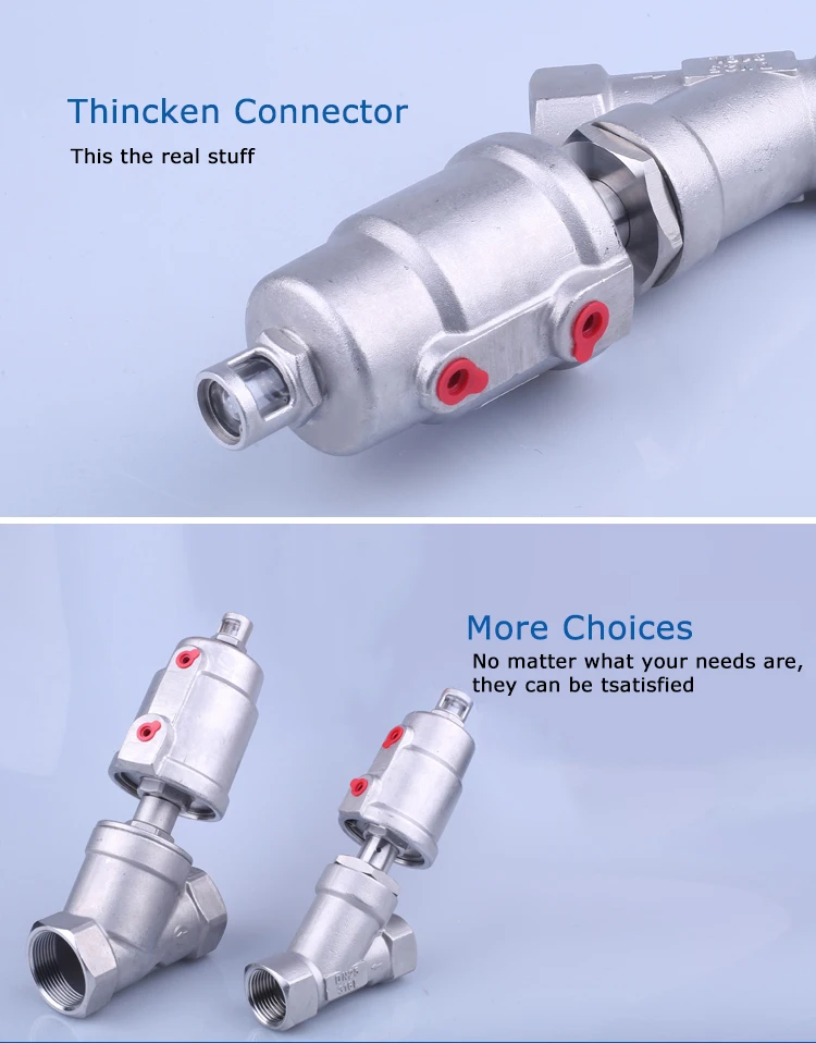 Detalle 4 de Electroválvula Stainless steel 304 angle seat valve pneumatic high temperature and corrosion resistant steam shut-off valve DN15 DN20 DN25 DN50 Agua y vapor